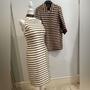 Carlisle Brown, Cream Coat &  Dress Set,  Iconic 60’s style Sz 8 Dress, 6 Coat